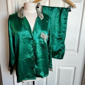 Victoria’s Secret Green 2 Piece Vintage Gold Label Pajama Set